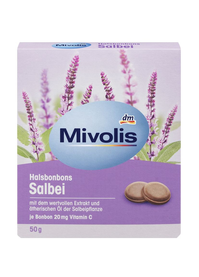 Пастилки для горла с шалфеем Halsbonbons Salbei 50 г Mivolis (369653553)