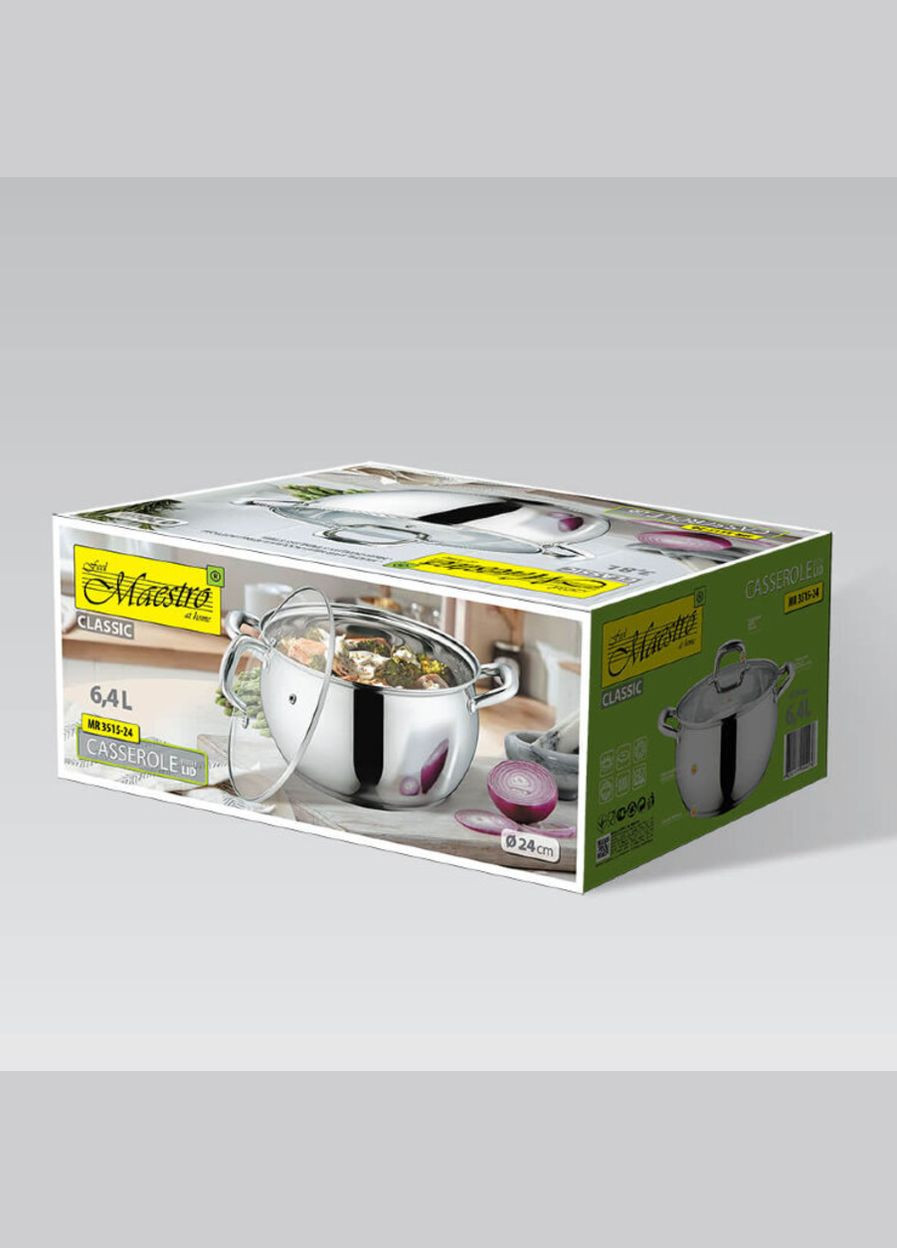 Кастрюля нержавеющая 240 мм х 6.4 л MR-3515-24 (MR-3515-24) Maestro (317309824)