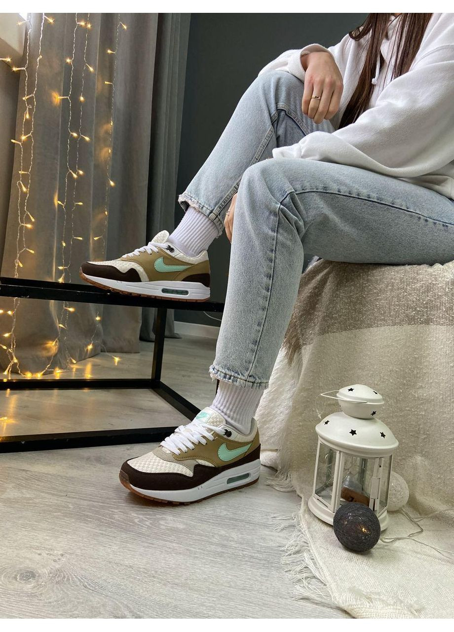 Бежевые демисезонные кроссовки мужские nike air max 1 crepe hemp найк аир макс No Brand