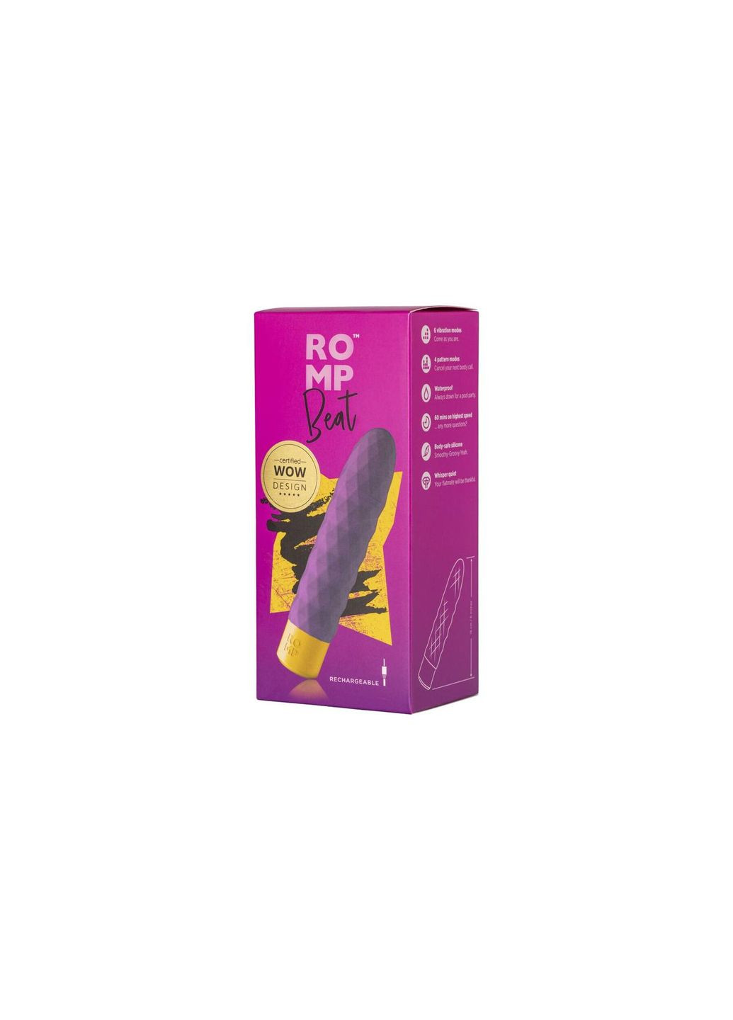 Минивибратор Beat, 4 вибро-паттерна, 6 уровней интенсивности Romp (371391154)