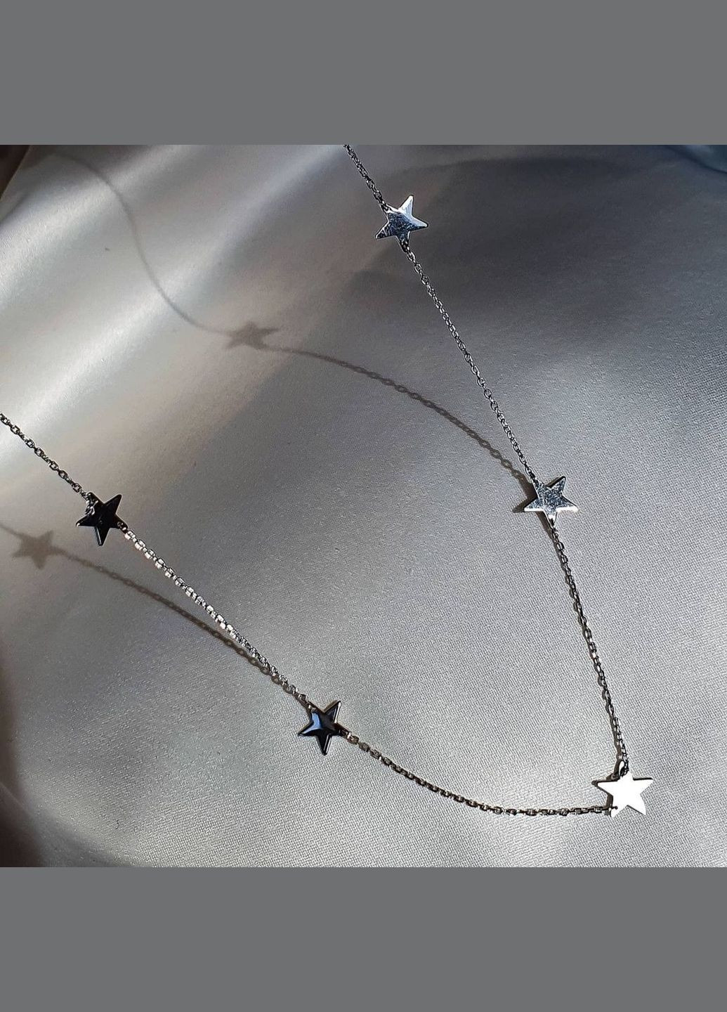 Серебряное колье со звездами покрытое родием Family Jewelry House (322506318)