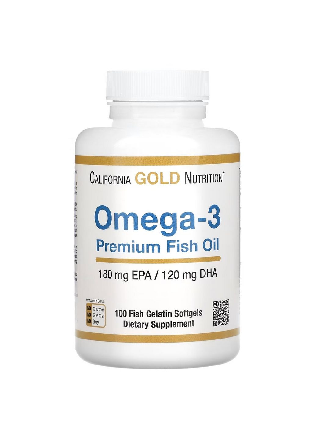 Жирні кислоти Omega 3 Premium Fish Oil, 100 рибних капсул California Gold Nutrition (293420847)