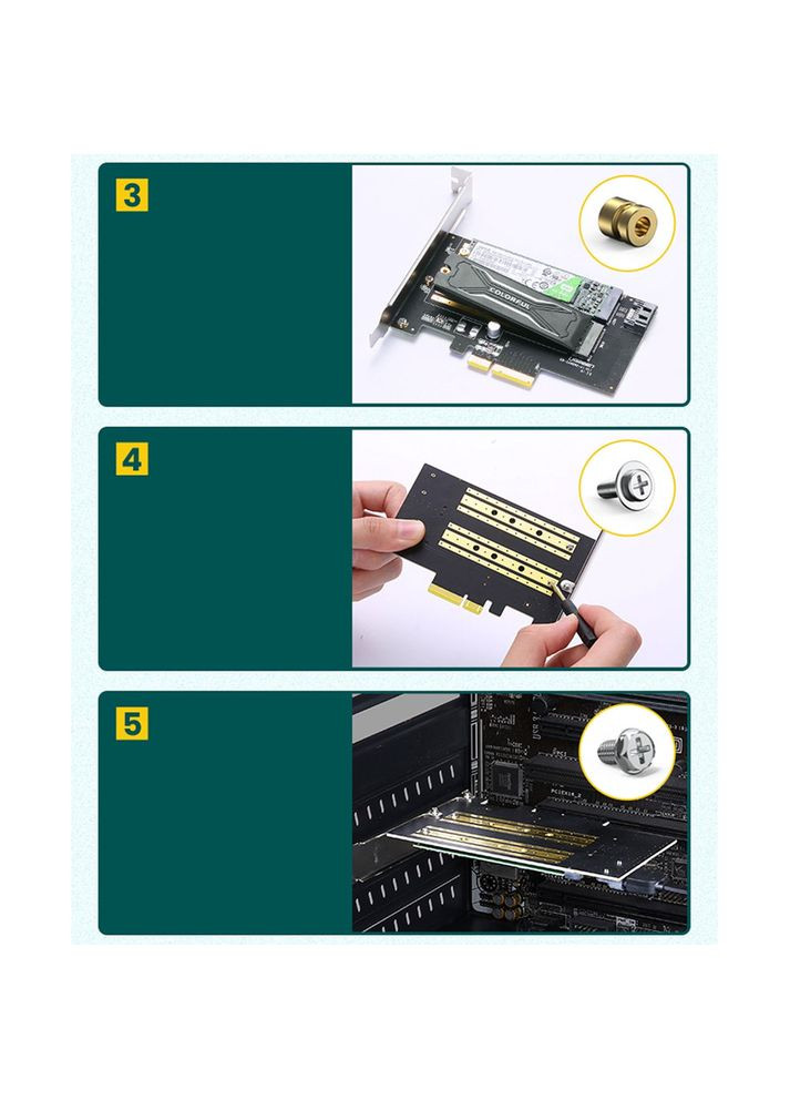PCI-E 3.0 контроллер для SSD M.2 NVMe + M.2 NGFF CM302 Ugreen (360393412)