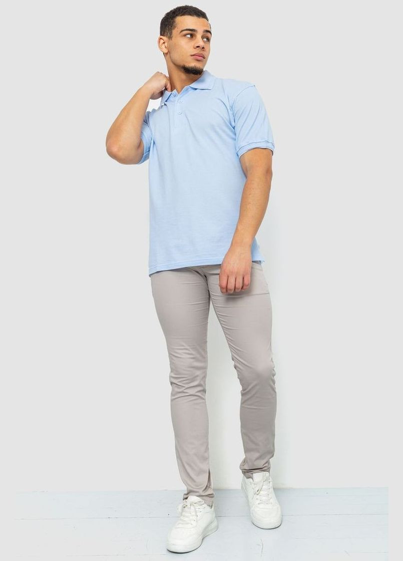 Блакитна поло чоловіче однотонне 244r015 з коротким рукавом Ager