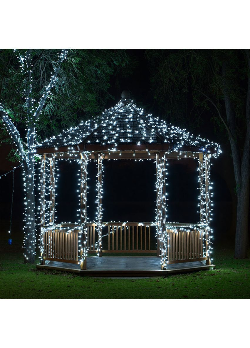 Гірлянда Нитка вулична 1000 LED 100 м на сонячній батареї чорна, білий GarlandoPro SB1000L100MBW No Brand (364685008)