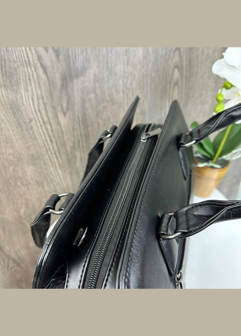 Стильна наплічна сумка з екошкіри жорстка з геометричним візерунком чорна (sku_1586) No Brand (330576022)