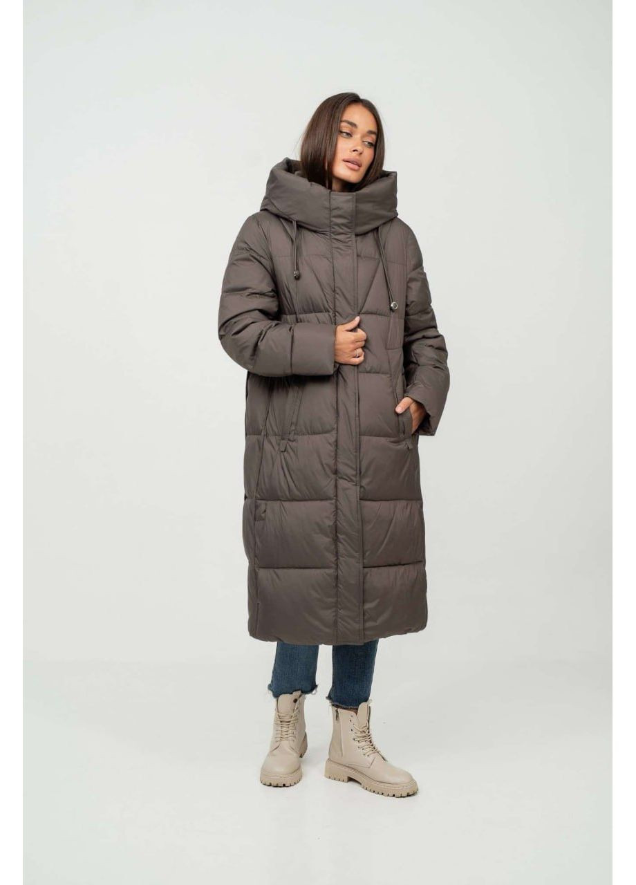 Сіро-бежева зимня зимове пальто жіноче plus size deify Snow Owl