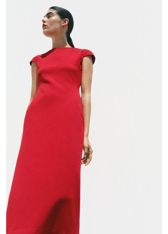 Красное облегающее платье меди zw collection Zara