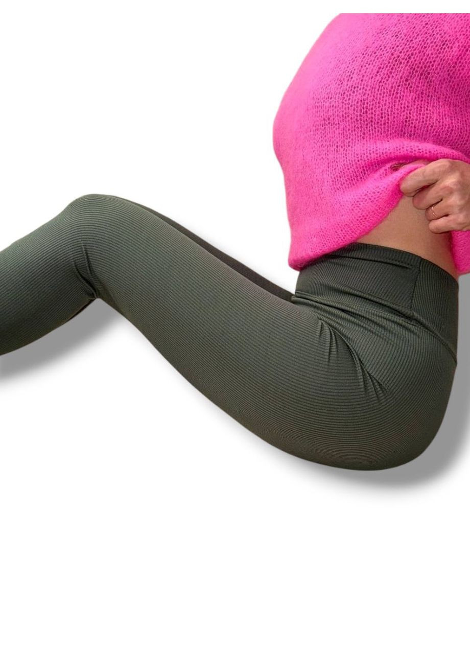 Лосины эластичные в рубчик женские с высоким широким поясом классические без утепления демисезон 99-101см No Brand Лосини в рубчик класичні без підкладки фуксія (342758758)