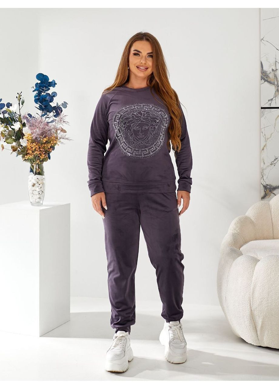 Жіночий велюровий спортивний костюм амплікація каміння No Brand (350197787)