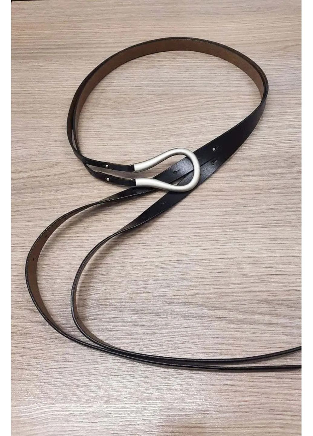 Ремінь з U-пряжкою шкіряний, колір Чорний Rica Mare (367831703)