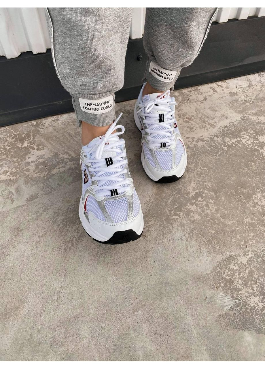 Белые демисезонные кроссовки мужские new balance 530 white silver red нью беланс 530 No Brand
