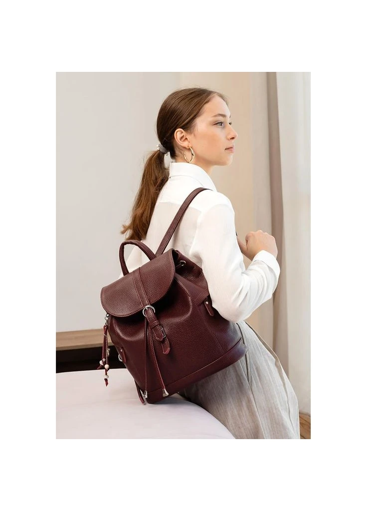 Женский рюкзак из кожи с декоративной подвеской бордовый(BB_30002989) No Brand (385417882)