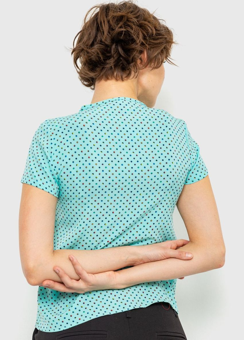 Бирюзовая летняя блуза в горох, цвет бирюзовый, Ager