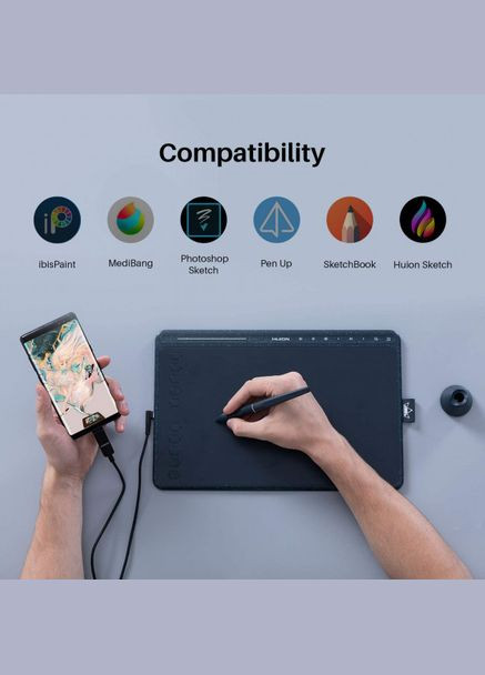 Графічний планшет HS611: Магія миттєвого творчого вираження Starry Blue 10.1 Huion (322127523)