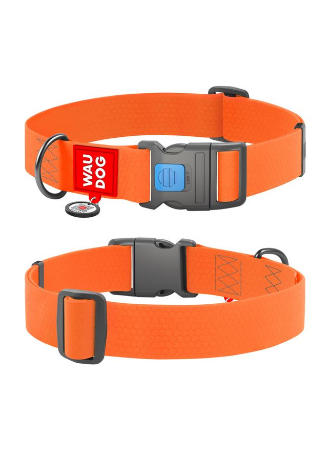 Ошейник для собак водостойкий Waterproof c QR паспортом, пластиковый фастекс, XXL, Ш 40 мм, Дл 46-70 см, оранжевый WAUDOG (322328841)