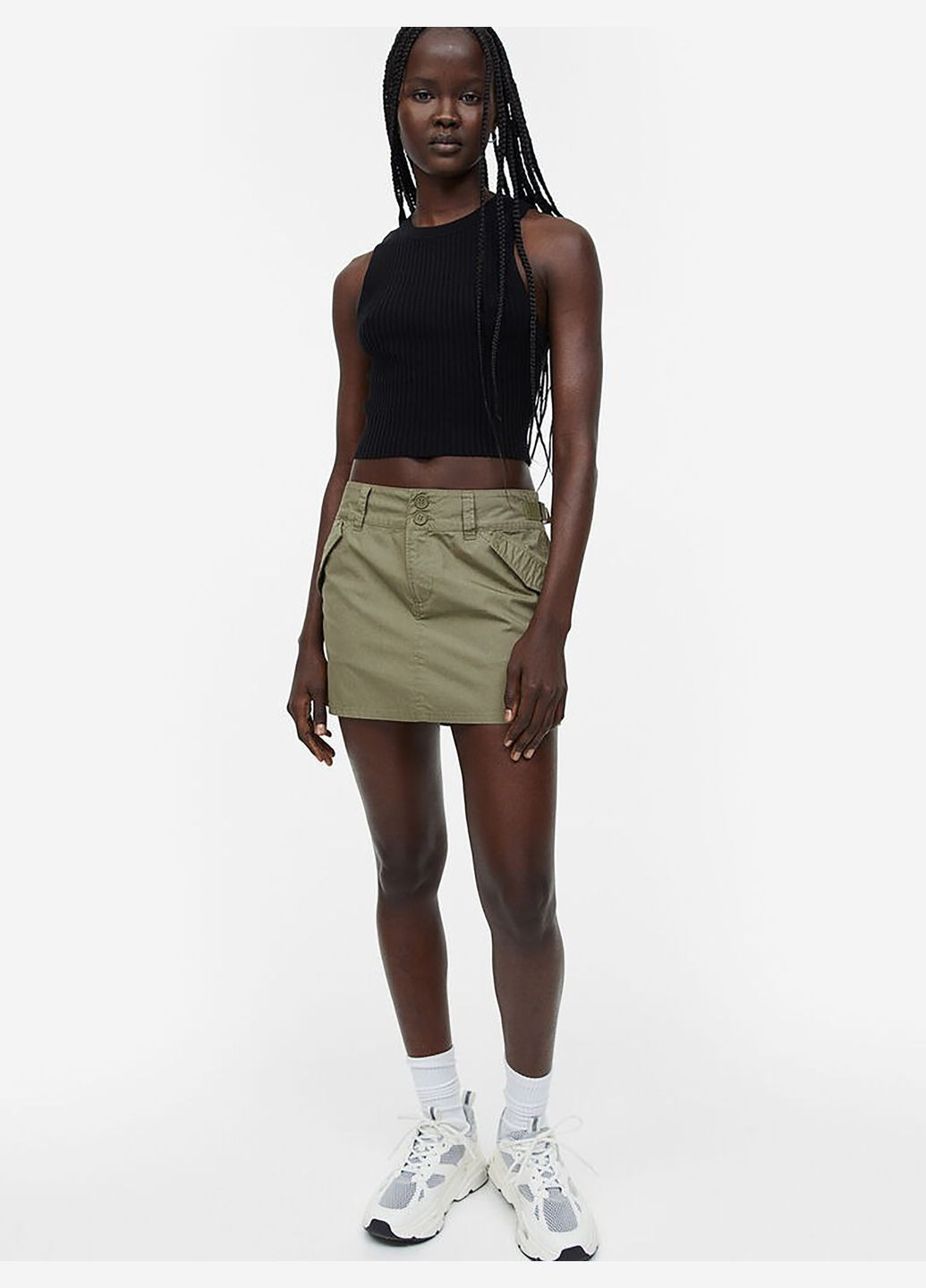Оливковая (хаки) повседневная однотонная юбка H&M