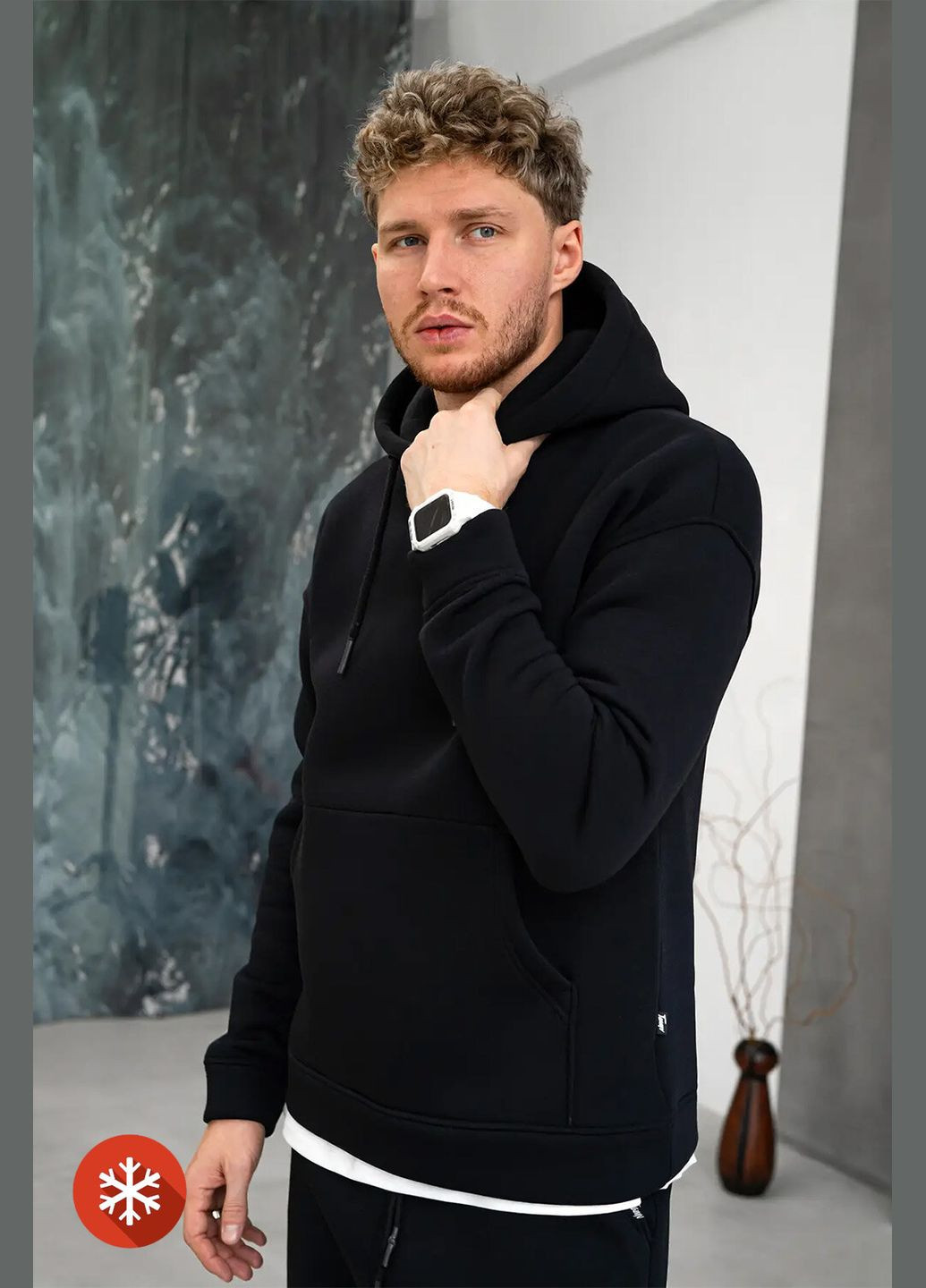 Чоловічий теплий худі Base 3 Чорний Teamv (316355086)