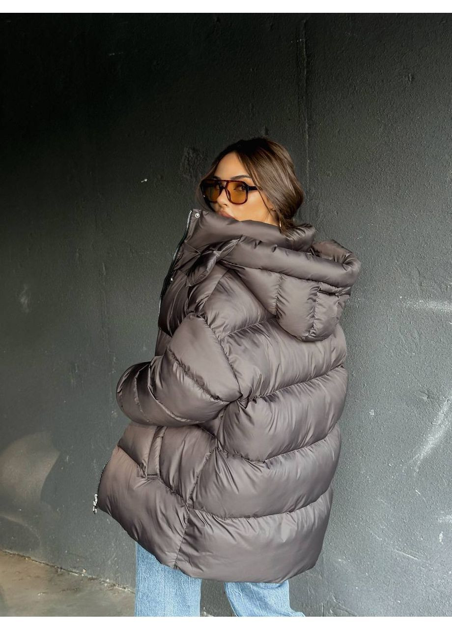 Коричневый демисезонный Пуховик Style Point