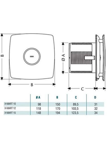 Вытяжной вентилятор X-MART 12 INOX T CATA (323121403)