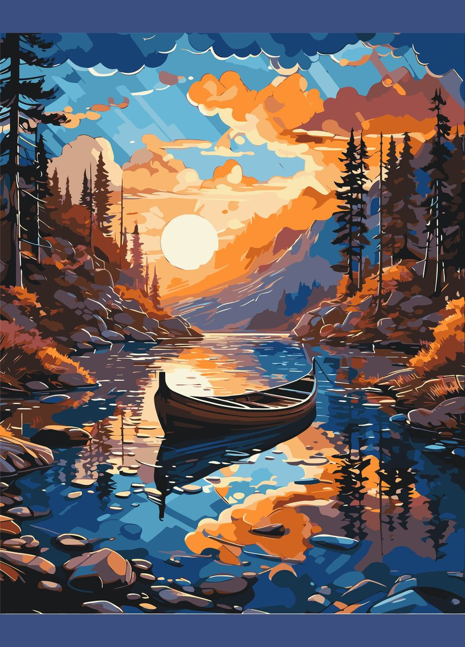 Картина за номерами Човен на заході сонця. Пейзаж 40*50 см Оригамі LW 3327 Origami (322142051)