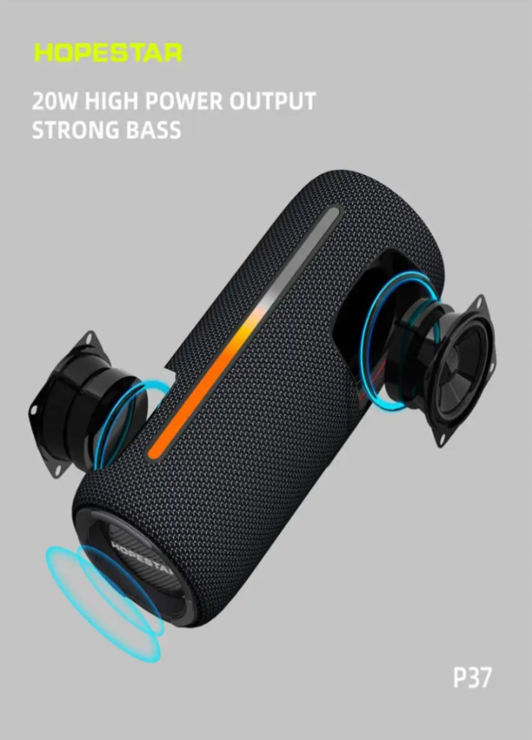 Портативная Bluetooth колонка P37 аккумуляторная беспроводная Черный Hopestar (316510505)