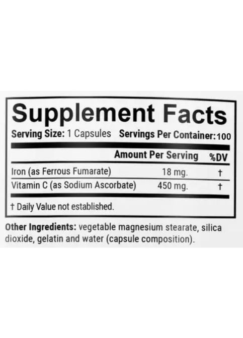 Iron (chelated fumarate) 18 mg 100 Caps En`vie Lab (302654084)