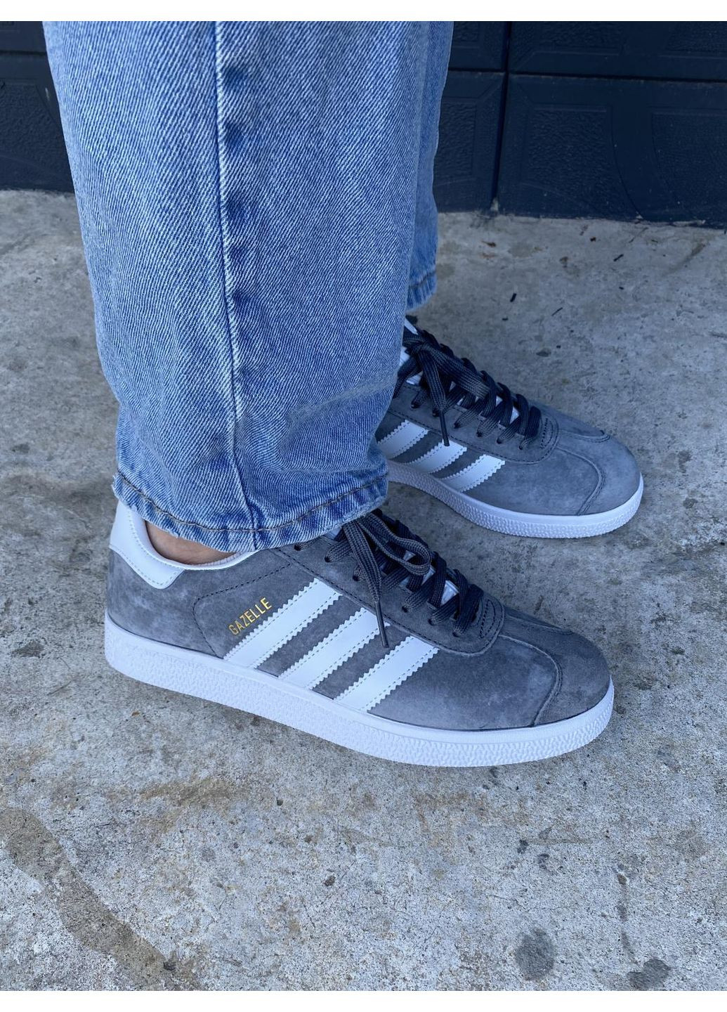 Сірі Осінні кросівки чоловічі adidas gazelle grey white адідас газель No Brand