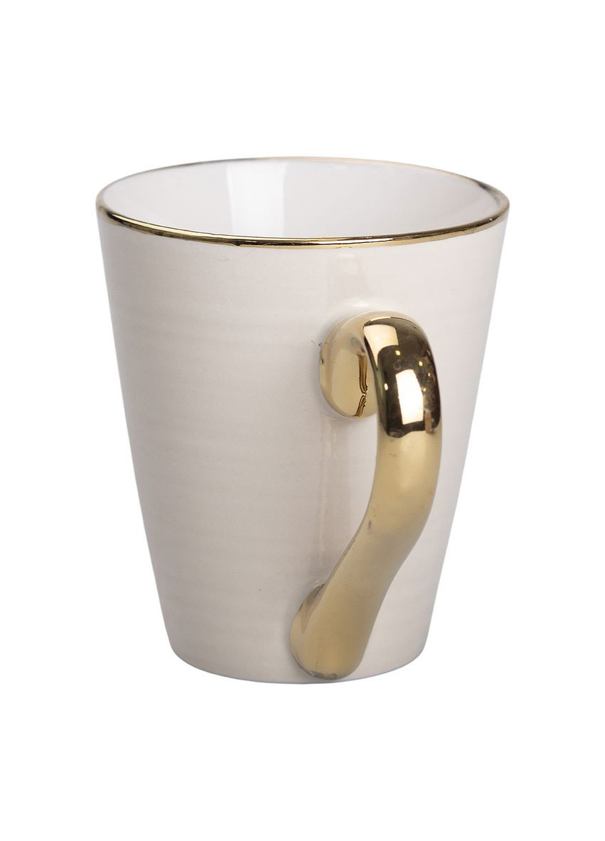 Кружка фарфоровая с золотым ободком и ручкой 320 мл чайная посуда для кофе и чая кружка для напитков ProDobro (364190632)