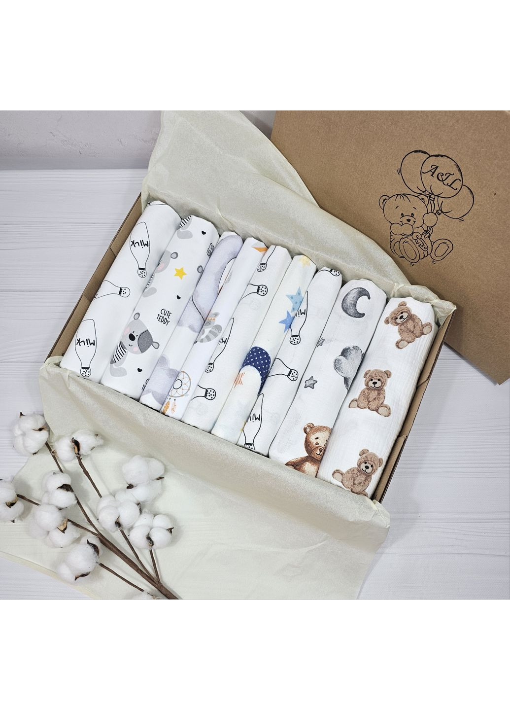 Пелюшки для немовляти набір a.l.babybox Мілк No Brand (350915632)