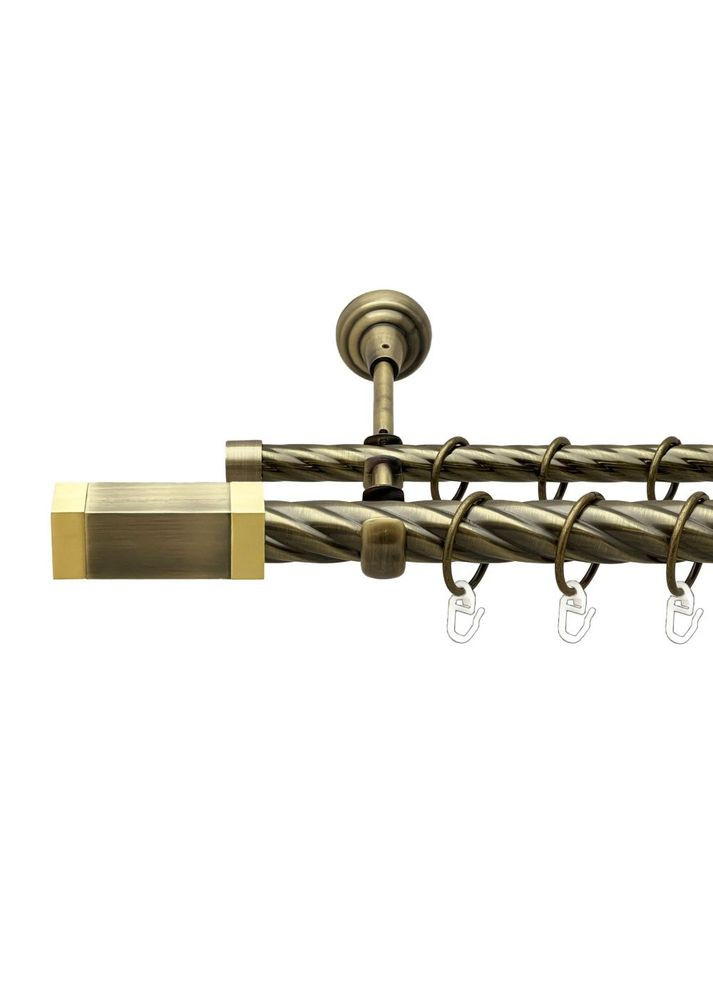 Карниз Квадро металевий дворядний відкритий скручена труба Антик 25\16 мм 200 см (00-00019191) ORVIT (300692977)