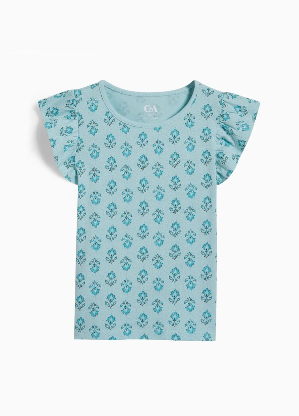 Блакитна літня футболка в квітковий принт C&A
