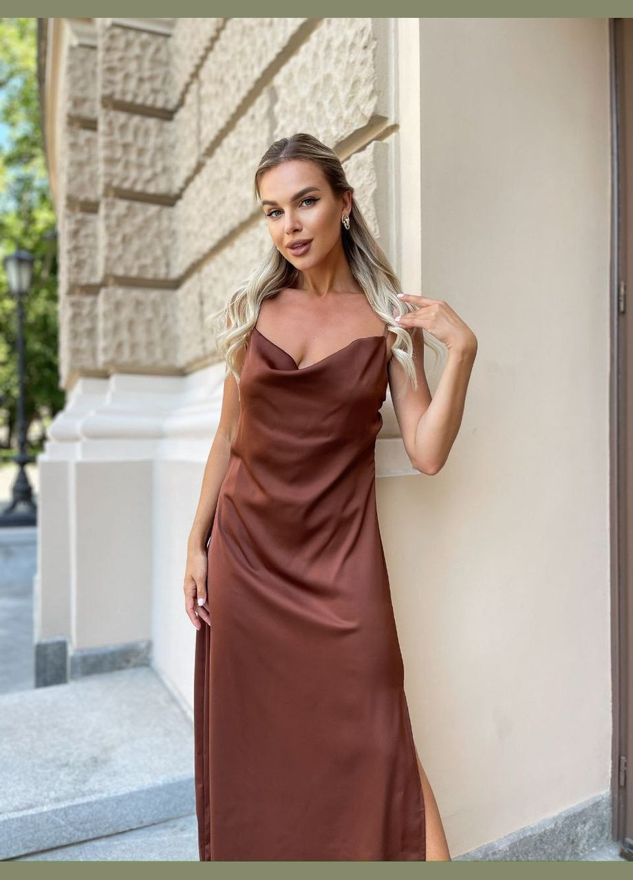 Коричнева святковий, вечірня жіноча сукня Style Point однотонна