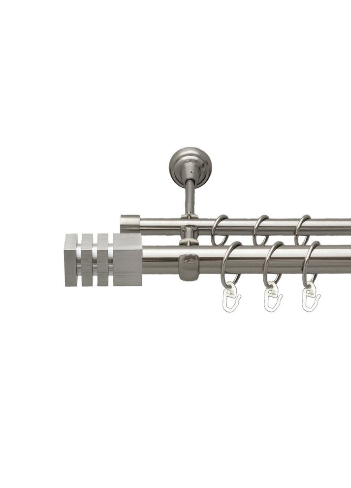 Карниз Аккорда металлическая двухрядная открытая гладкая труба Нержавеющая Сталь 25\16 мм 160 см (00-00026601) ORVIT (300843388)