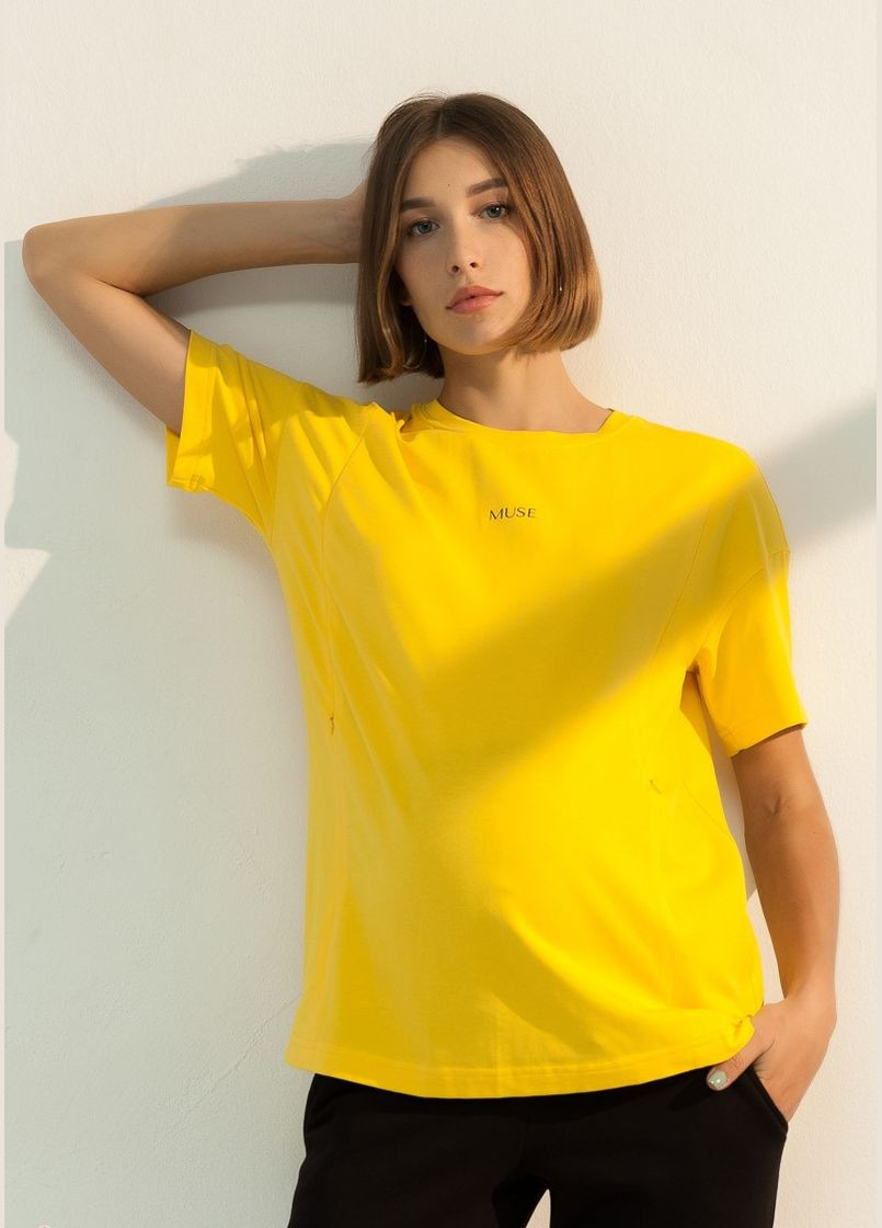 Жовта жовта футболка для вагітних та годуючих з секретом годування Юла мама