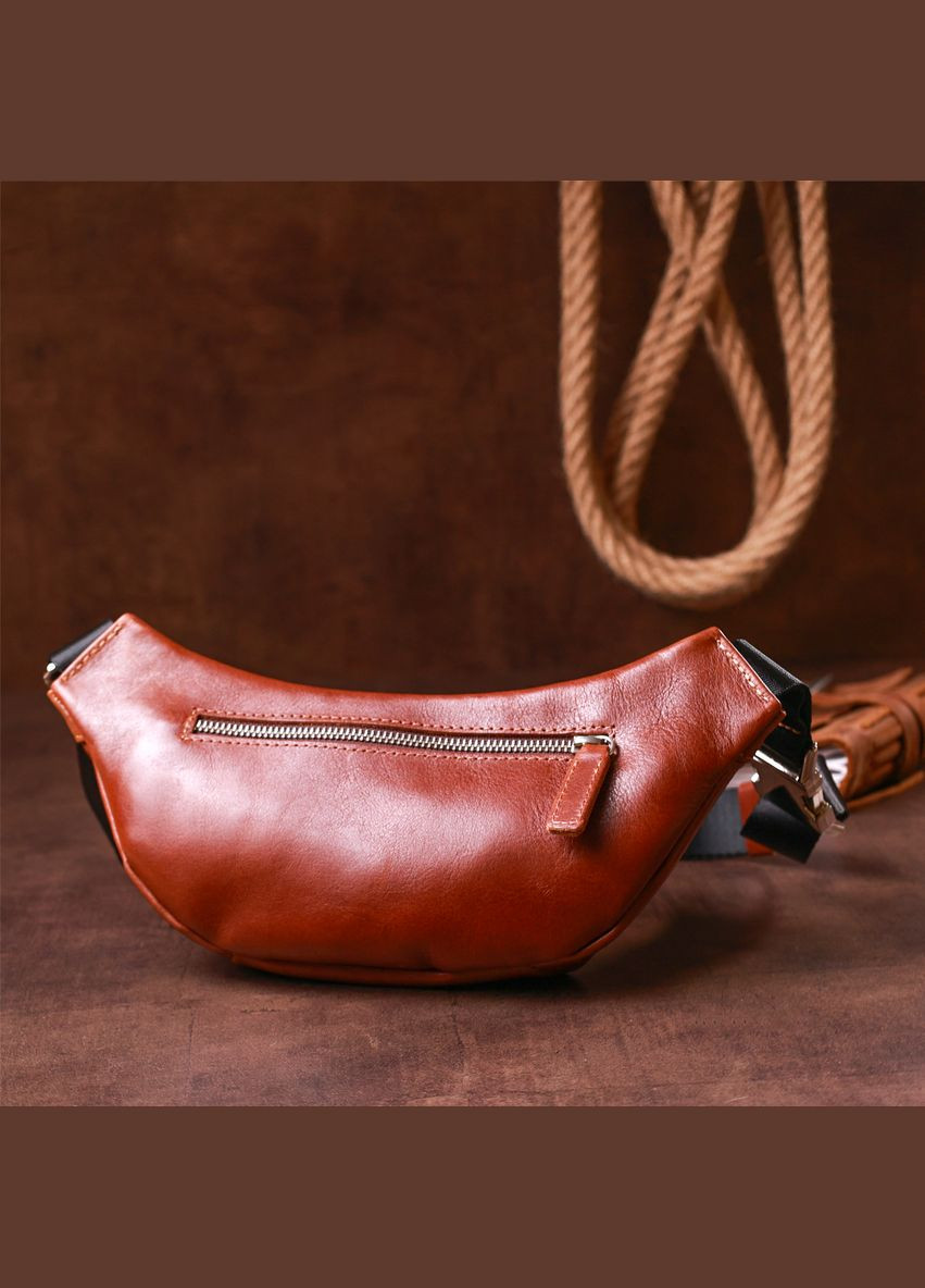 Сумка мужская кожаная через плечо бананка на пояс 11141 Коричневая Grande Pelle (302007680)