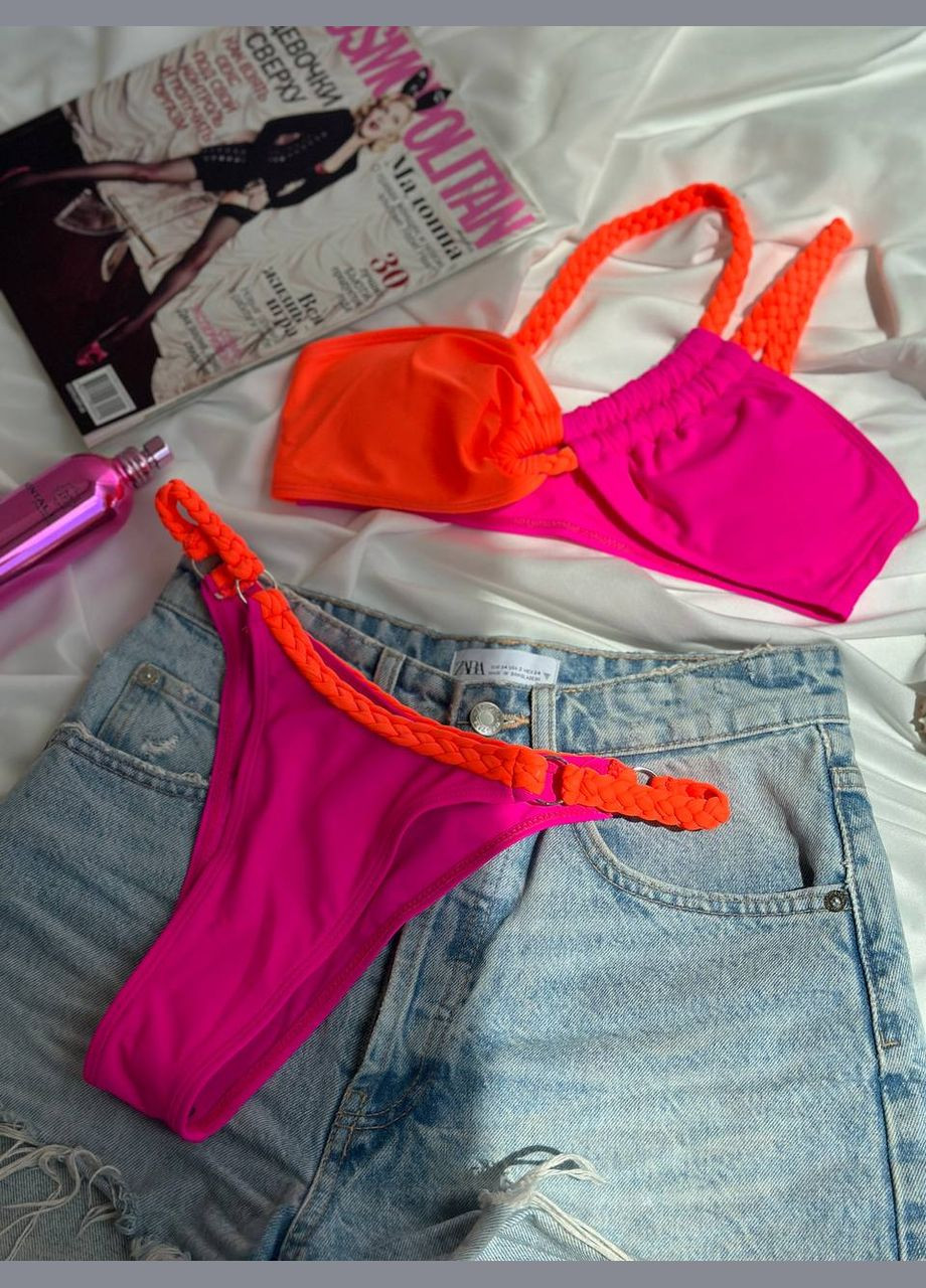 Комбинированный летний яркий стильный купальник раздельный Vakko