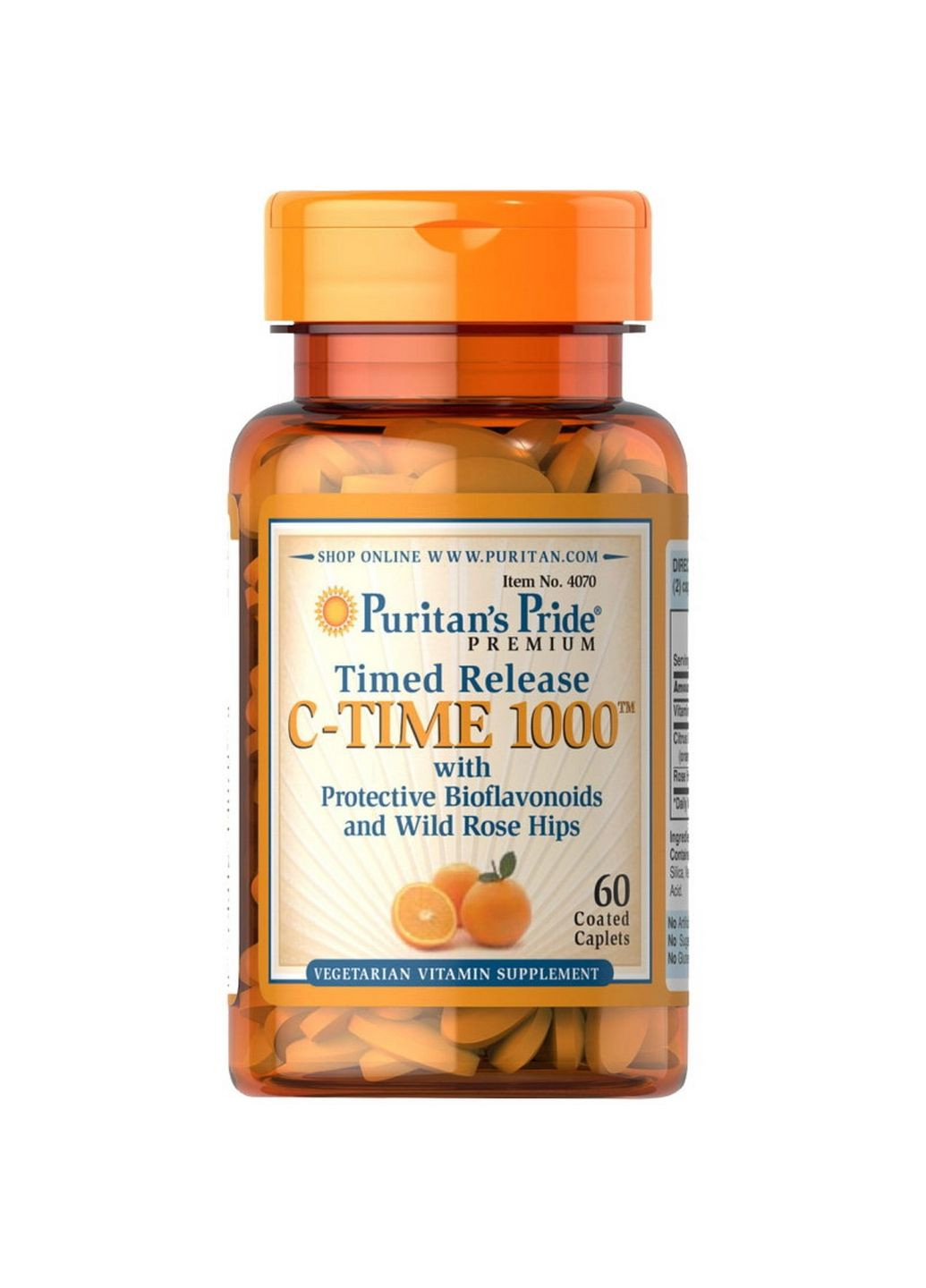 Вітаміни та мінерали Timed Release C-Time 1000 mg, 60 каплет Puritans Pride (293338050)