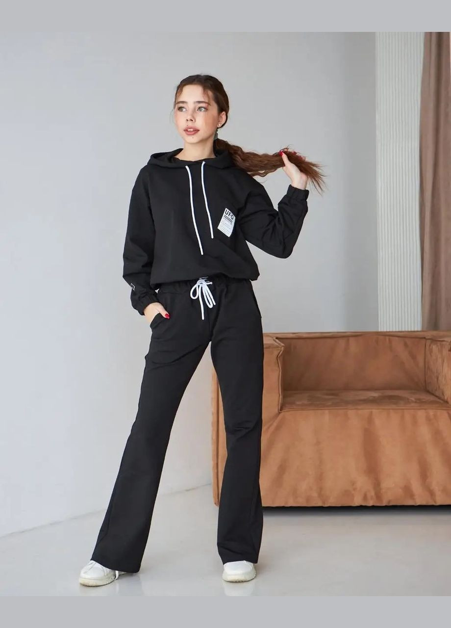 Спортивный костюм для девочки 140 см худи + штаны черный No Brand (335870498)