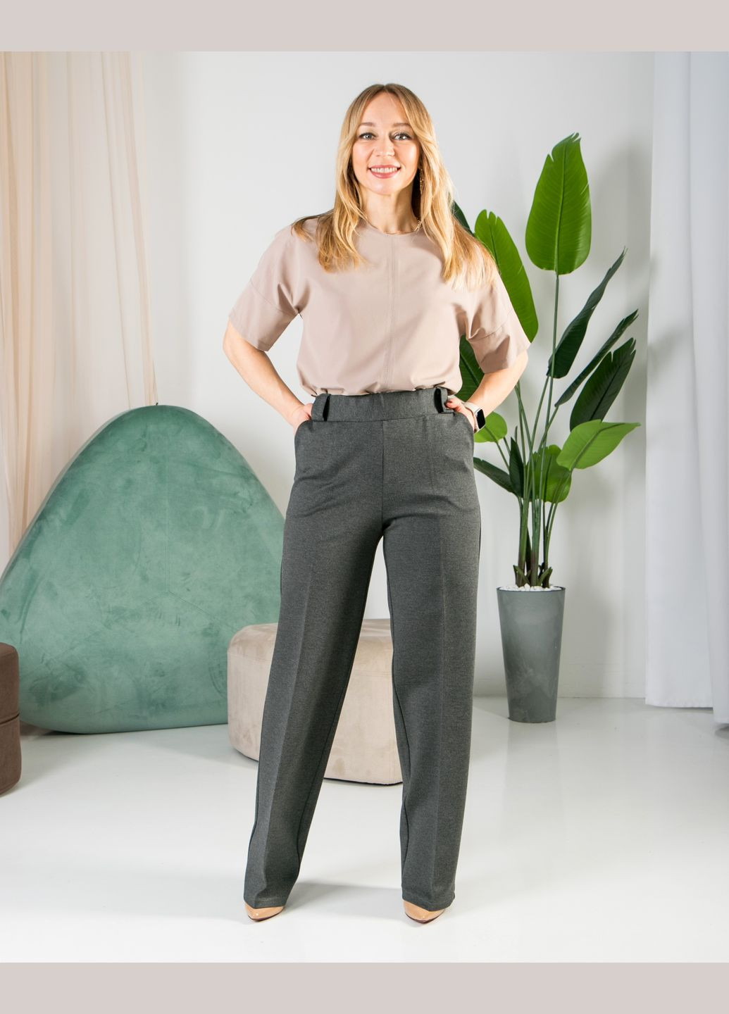 Класичні жіночі брюки 343ФРС чорні. No Brand (296657526)