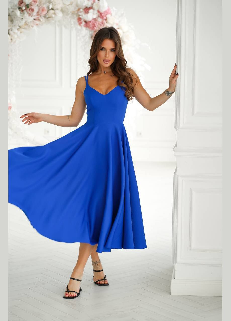 Синее коктейльное платье приталенного силуэта Украина