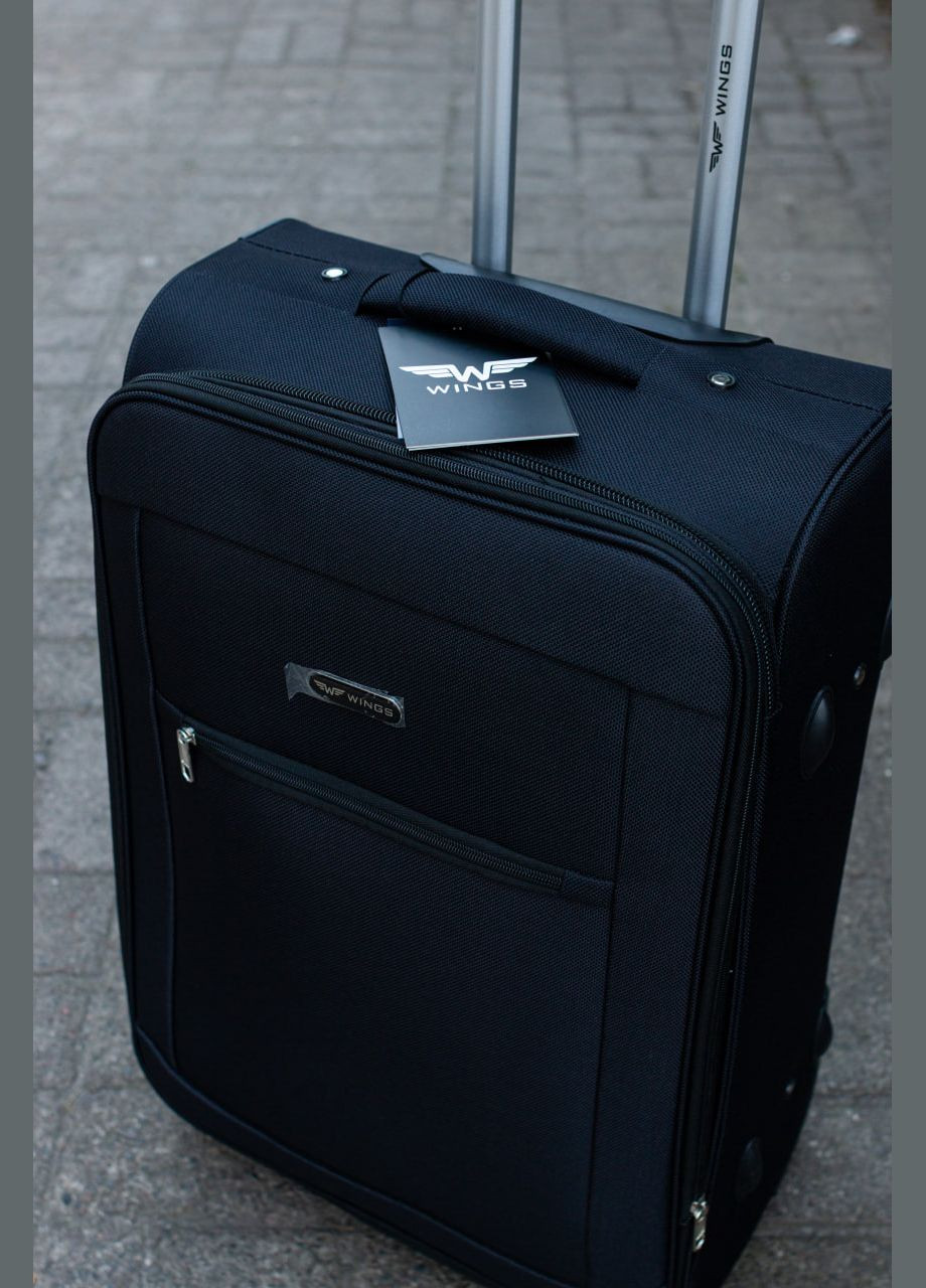Чемодан тканевый 1701 размер S маленький на 2 колесах, цвет черный Wings 1701/2 (338182672)