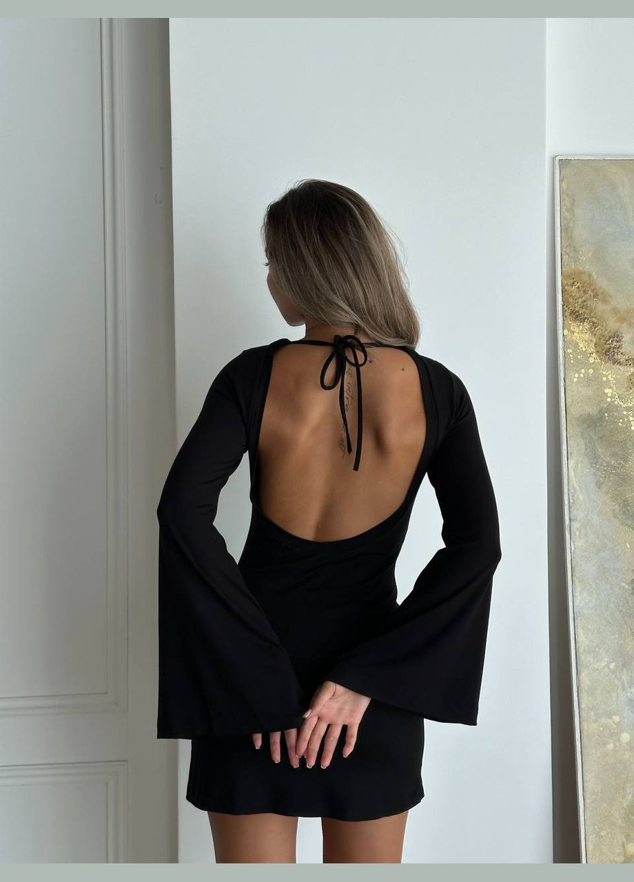 Чорна святковий, вечірня, кежуал жіноча сукня з відкритою спинкою Style Point однотонна