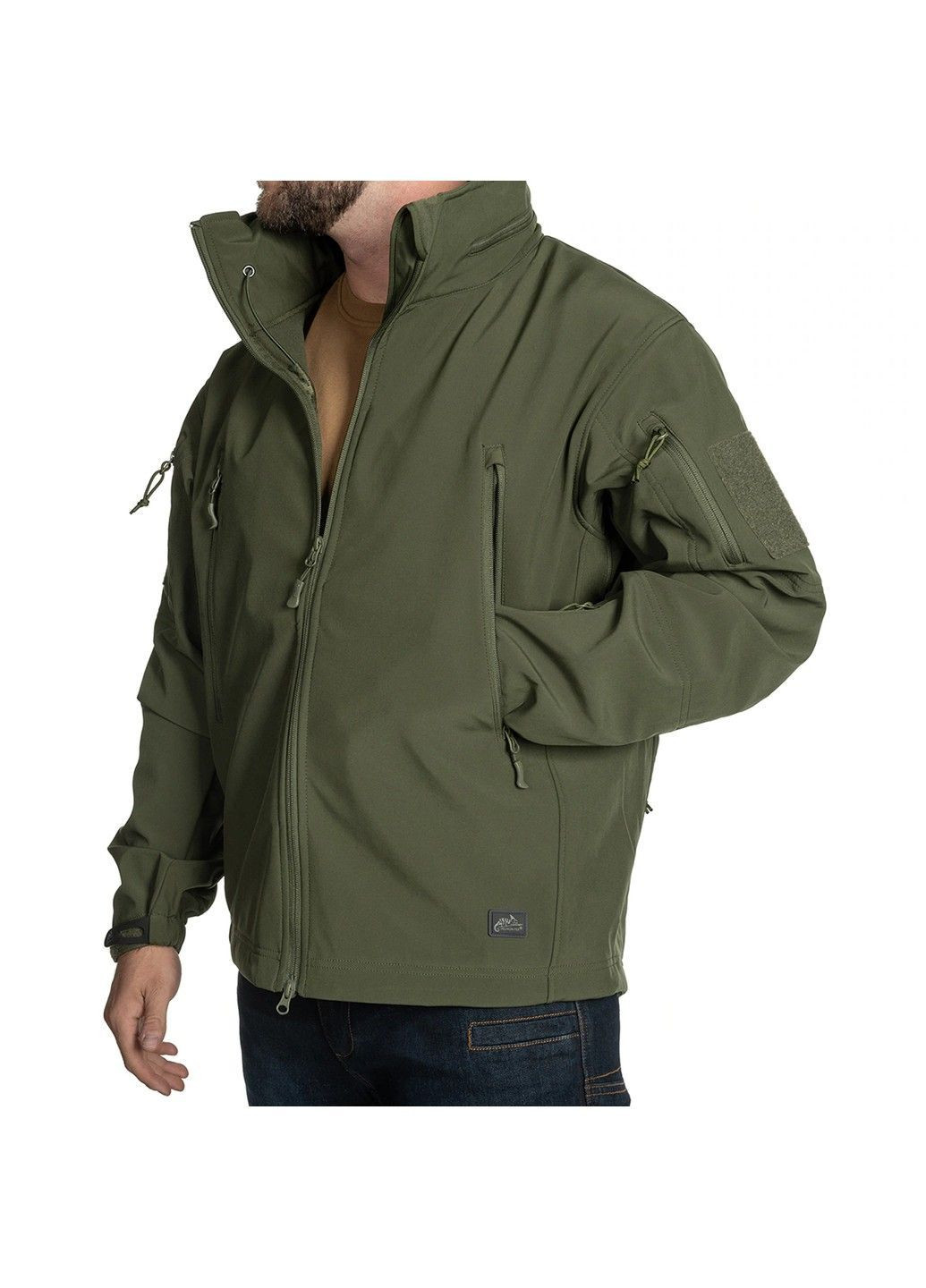 Оливкова демісезонна куртка helikon gunfighter softshell shark skin windblocker olive green Helikon-Tex