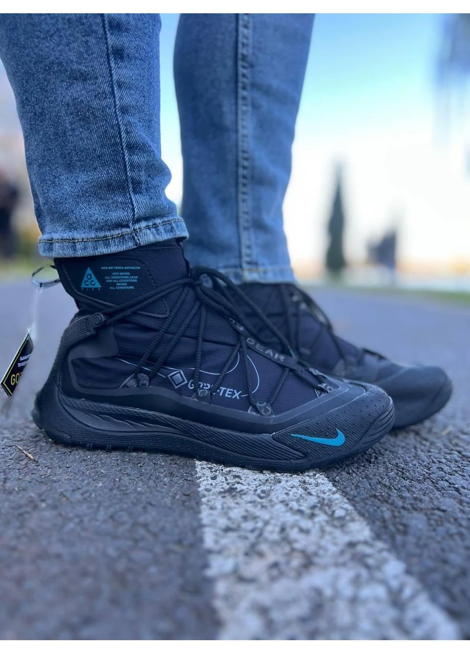 Черные демисезонные кроссовки мужские nike acg terra antarktik black blue найк асж черные No Brand