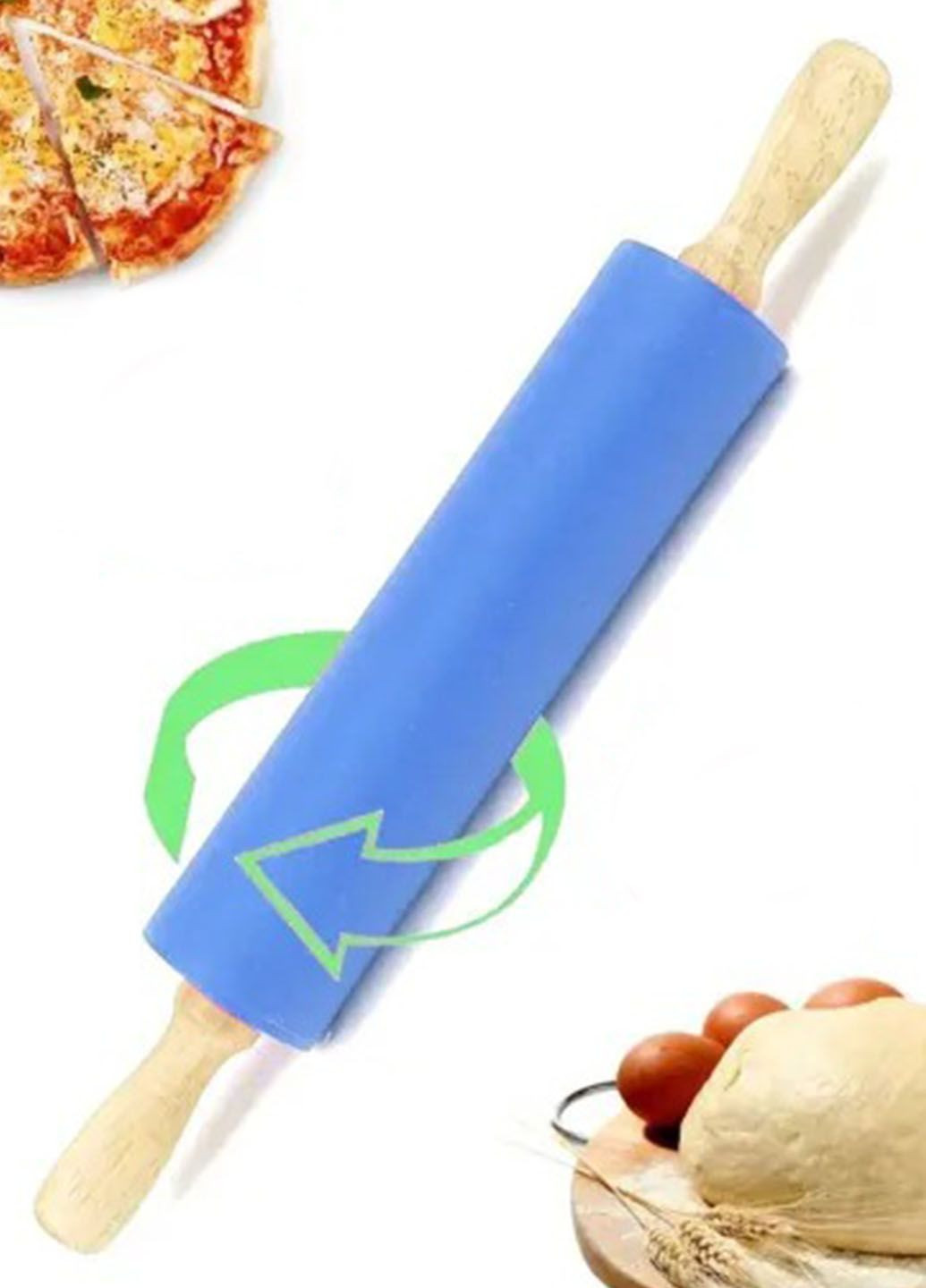 Качалка для тіста силіконова з дерев`яними ручками 43.5x5.3 см Frico fru-847 (289552610)