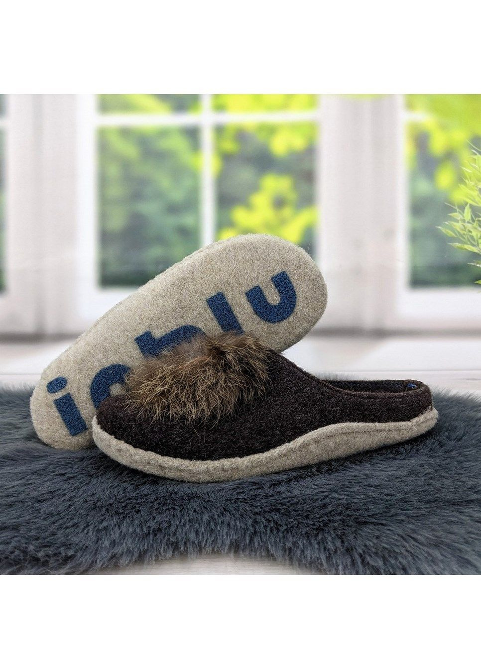 Коричневые тапочки женские комнатные фетровые для ламината Inblu