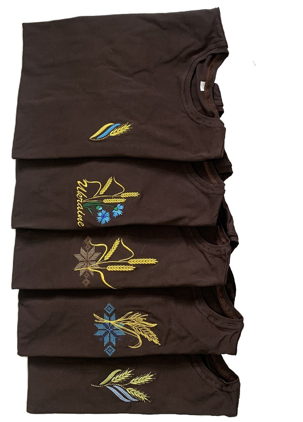 Коричнева коричнева жіноча вишита футболка-вишиванка патріотичний колосок НоКо візерунок орнамент пряма, вільна трикотаж (339786958)