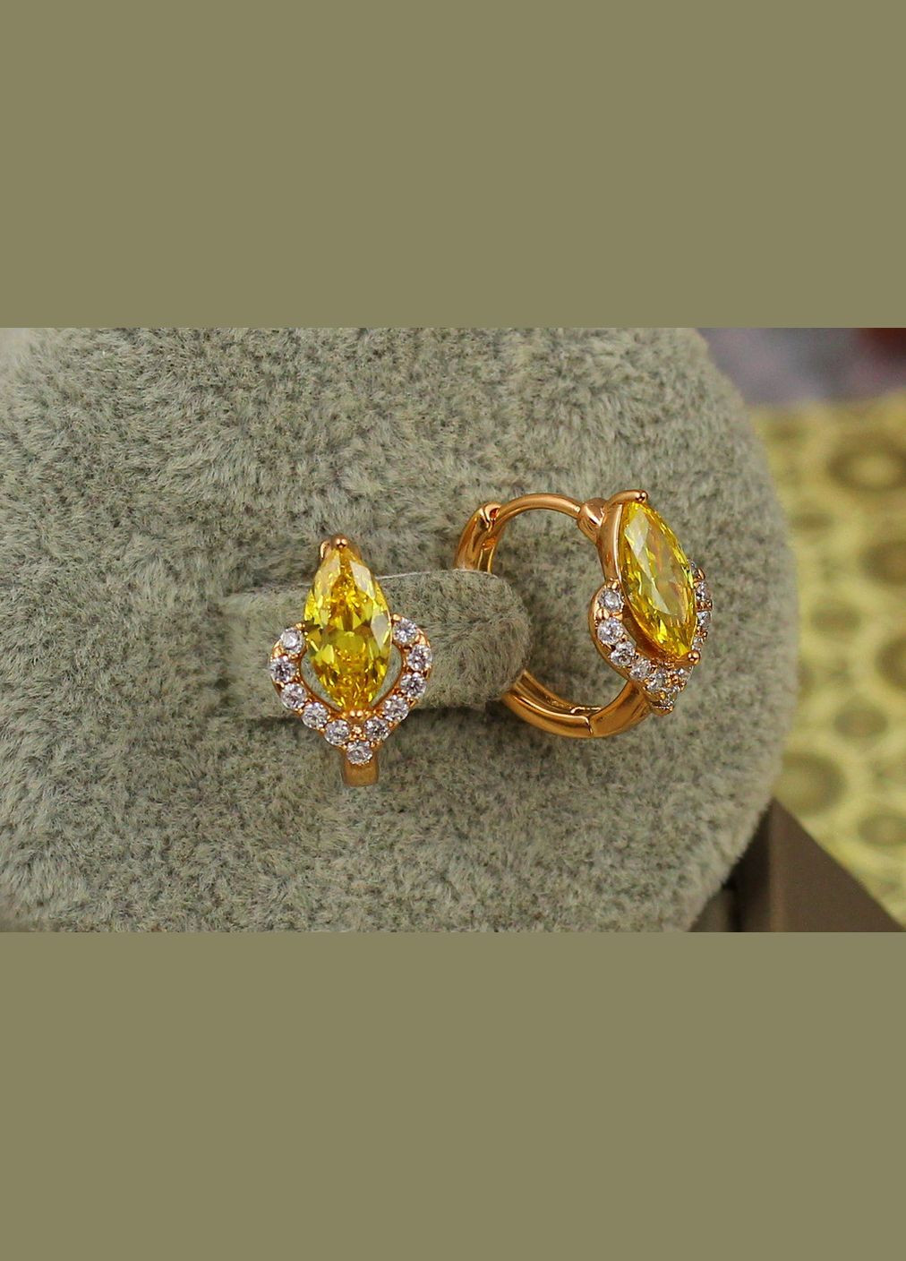 Сережки маркиз із жовтим каменем 1.4 см золотисті Xuping Jewelry (316433285)