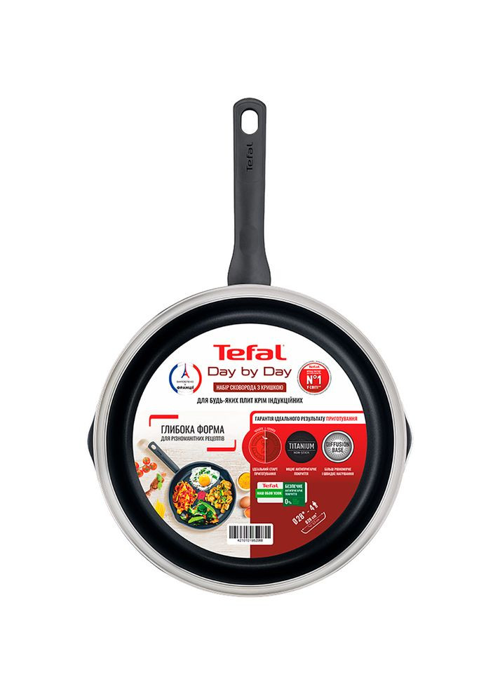 Сковорода з кришкою Day by Day 28 см Black (B5580623_SET) Tefal (322560886)